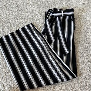 Striped Black and White Women's Trousers